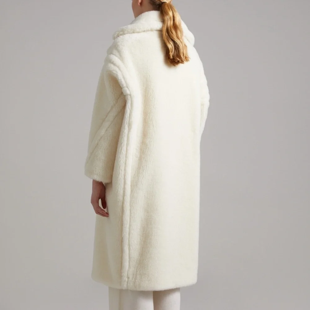 MaxMara TedGirl Alpaca Wool Silk Blend Teddy Icon Double Breasted Coat - Picture 4 of 15